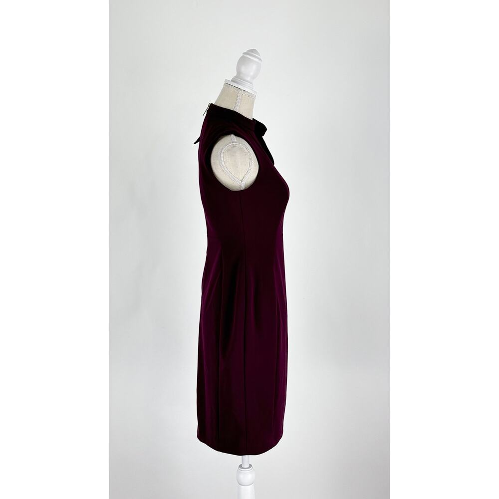 Calvin Klein Bow Neck Sheath Dress Womens Size 8 Petite New Aubergine Sleeveless - Picture 5 of 12